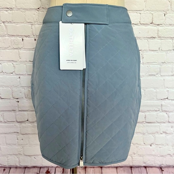 ATHLETA Apres Ski Blue Zippered Quilted Mini Skirt--2 - Picture 8 of 16